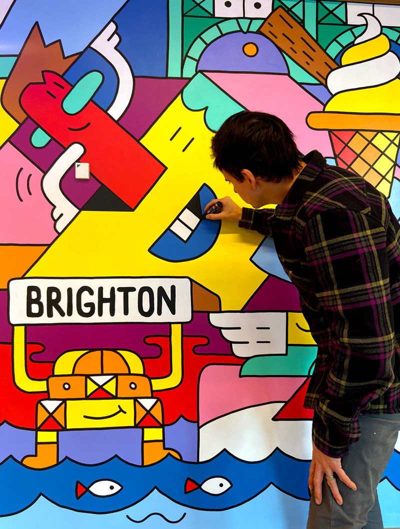 Mister Phil Illustration Brighton mural painting UK