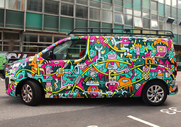 Brighton Fibre - Van - Mister Phil Brighton Illustration Colourful vinyl vehicle wrap