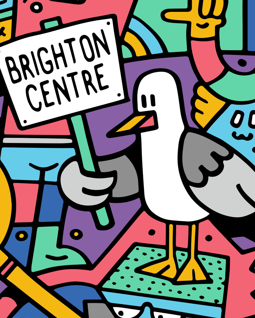 Brighton SEO Conference Poster Print Mister Phil Illustration