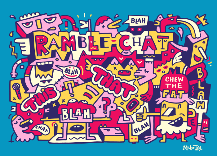 Ramble Chat, Adam Buxton Podcast - Mister Phil Illustration Art Brighton